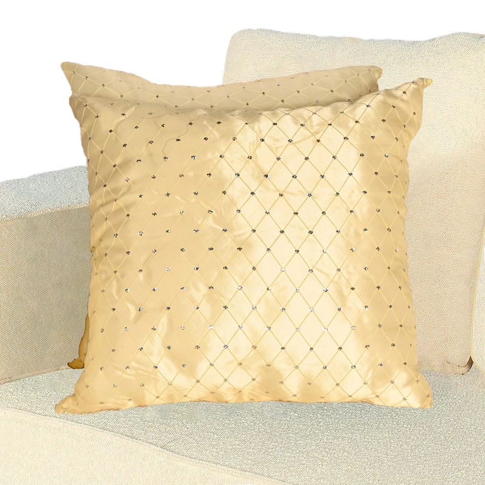 Radiant Light Yellow Organza Pillow with silver accent sparkles - Image 3