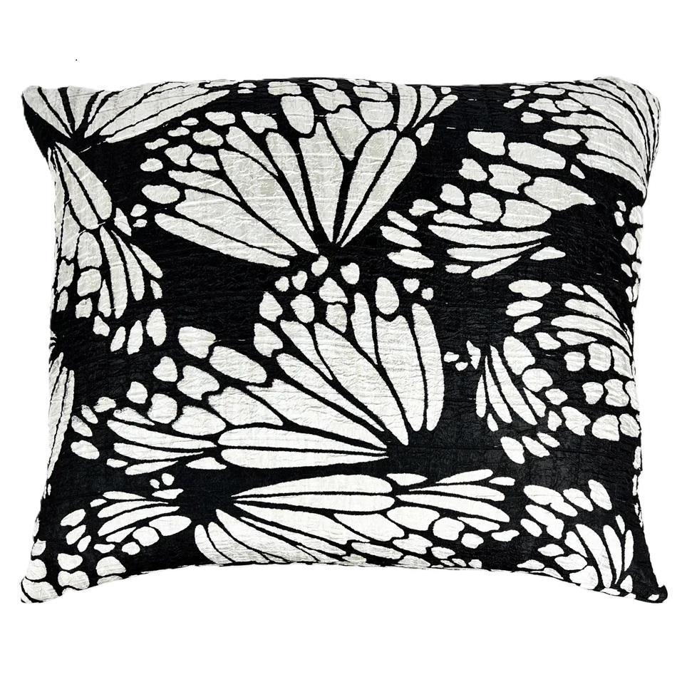 Elegant Eggshell coloured Pillow with Exotic Butterfly Print along with matching throw