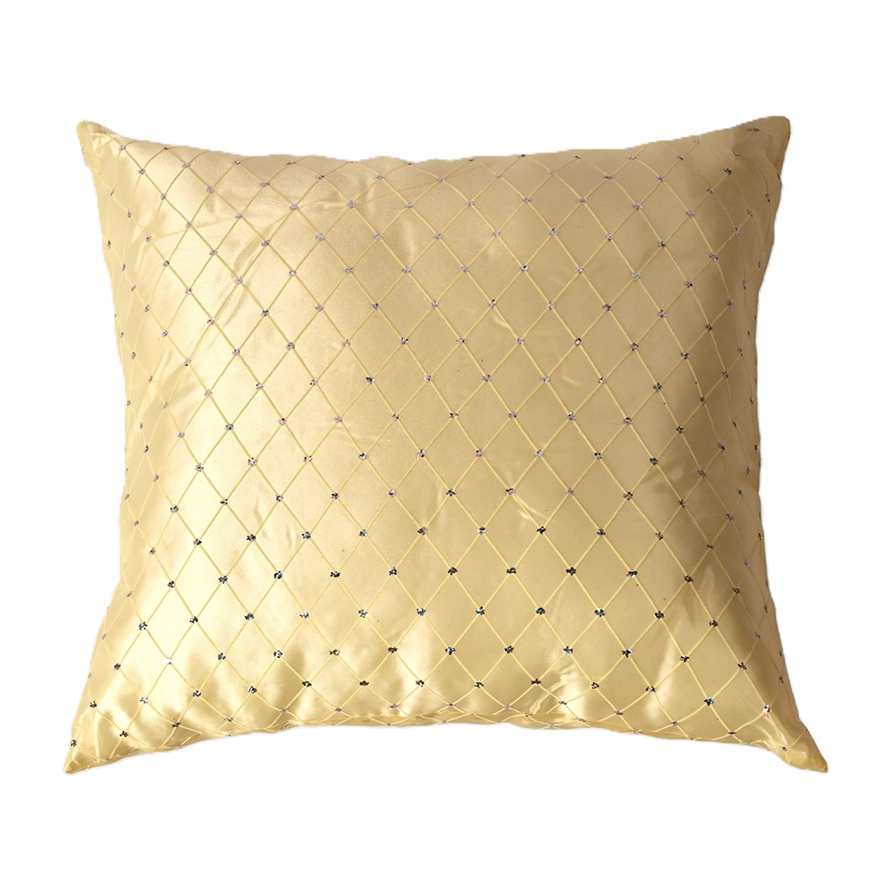 Radiant Light Yellow Organza Pillow with silver accent sparkles