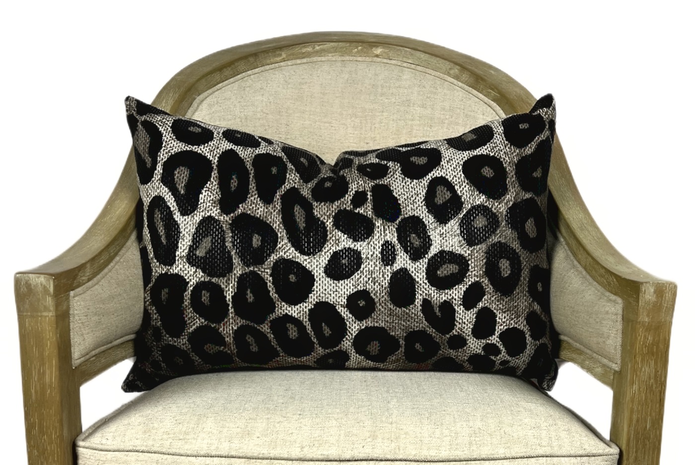 Beige and black leopard printed decorative pillow with reflective snake print - Image 2