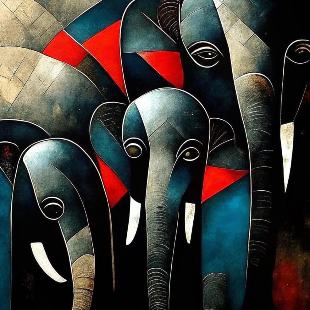 Abstract Elephant Art Colorful Geometric Design
