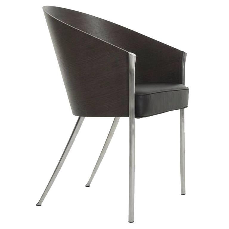 Curved Grey Oak Plywood Armchair