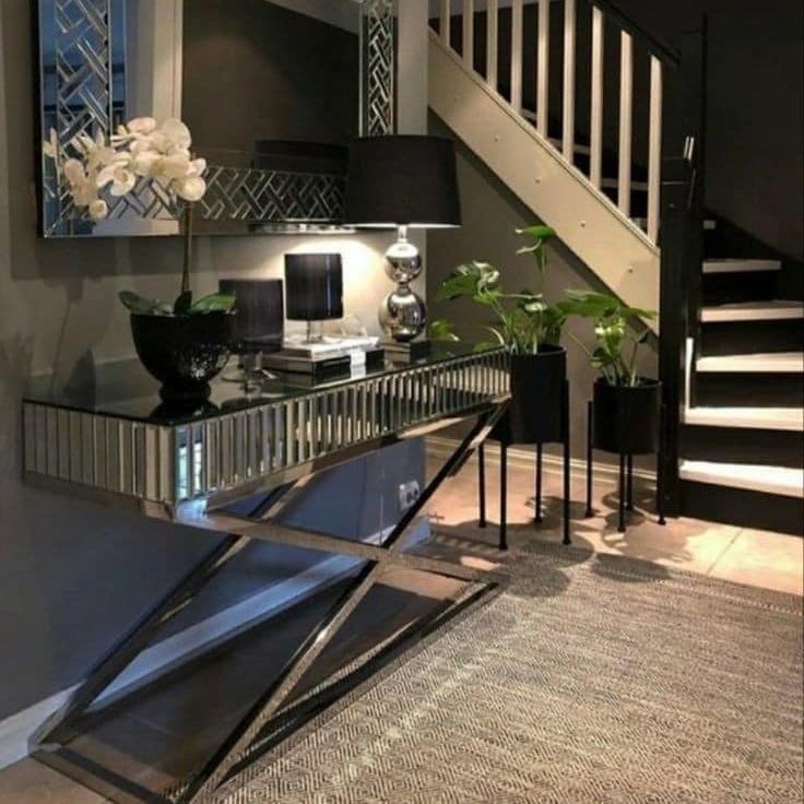 Modern Mirrored Console Table for Entryway