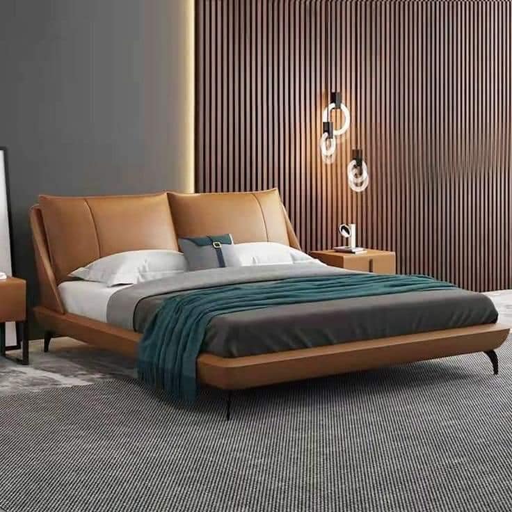 Modern Italian leisure minimalist leather bed