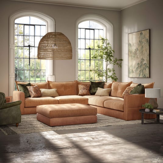 Camel leather sofa