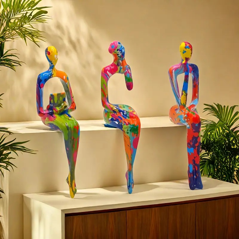 Abstract Resin Sitting Figures