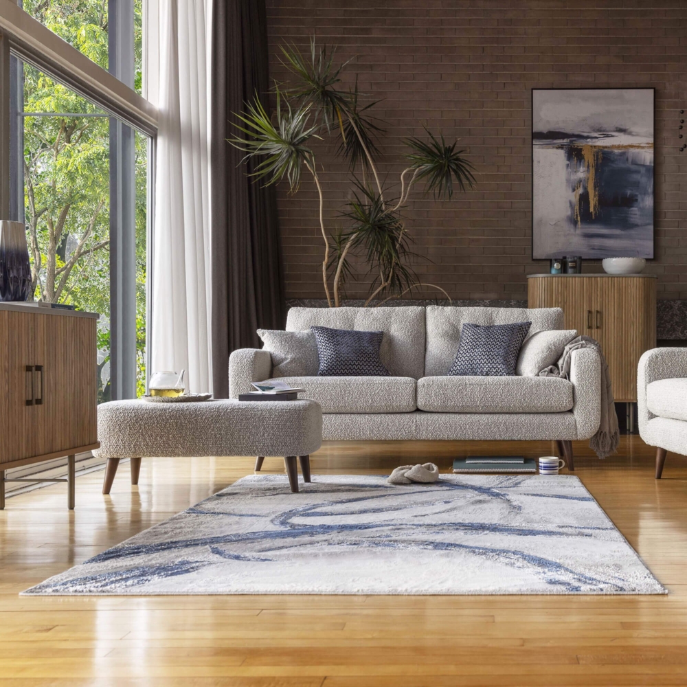 Brush strokes grey rug